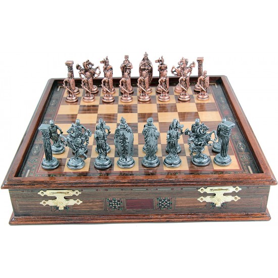 Medieval British Army Copper Metal Chess Set, Handmade Adult Chess